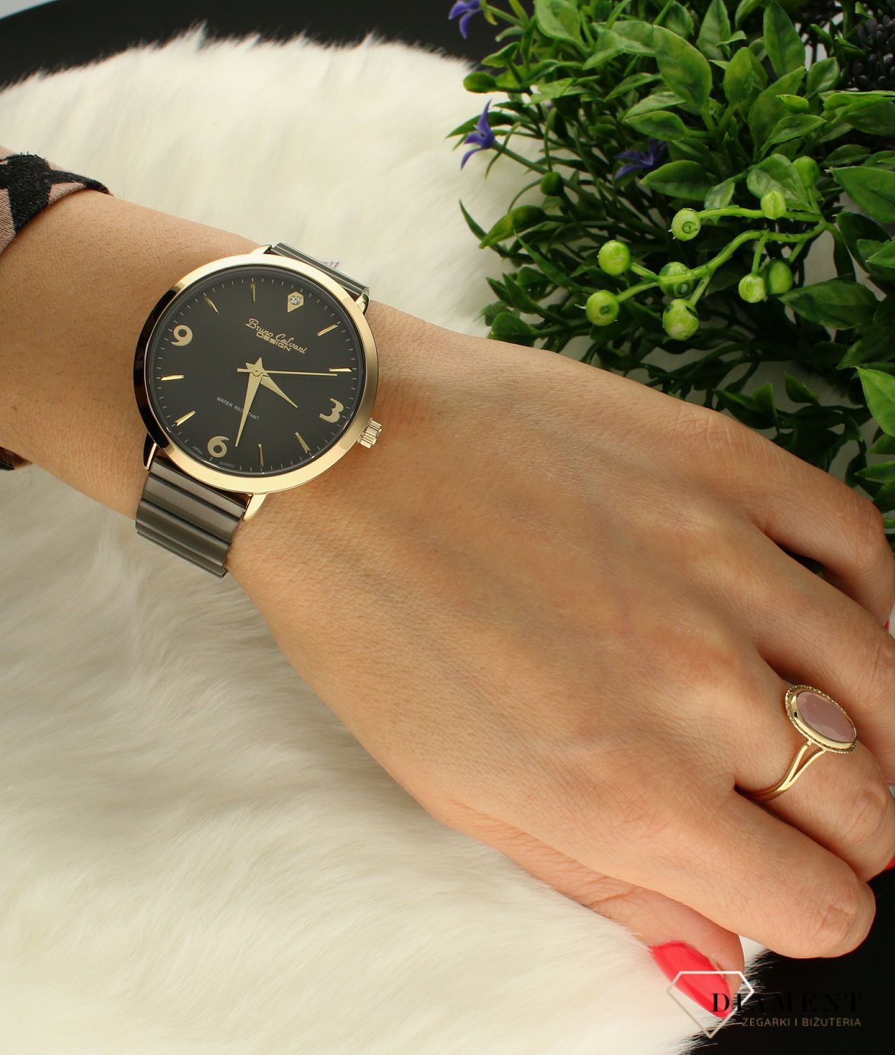 Zegarek damski czarna bransoleta Bruno Calvani BC3354 GOLD BLACK.jpg